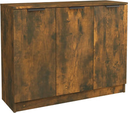 vidaXL - Dressoir - 90,5x30x70 - cm - bewerkt - hout - gerookt - eikenkleurig
