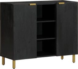 vidaXL - Dressoir - 90x33x75 - cm - bewerkt - hout - zwart