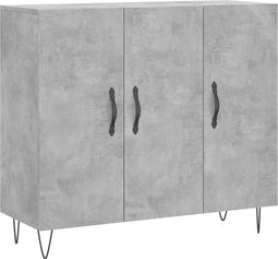 vidaXL - Dressoir - 90x34x80 - cm - bewerkt - hout - betongrijs