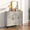 vidaXL - Dressoir - 90x34x80 - cm - bewerkt - hout - betongrijs