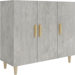 vidaXL - Dressoir - 90x34x80 - cm - bewerkt - hout - betongrijs