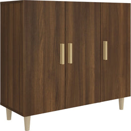 vidaXL - Dressoir - 90x34x80 - cm - bewerkt - hout - bruin - eikenkleur