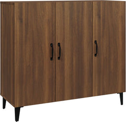 vidaXL - Dressoir - 90x34x80 - cm - bewerkt - hout - bruin - eikenkleur