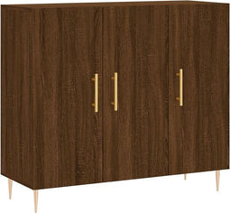 vidaXL - Dressoir - 90x34x80 - cm - bewerkt - hout - bruin - eikenkleur