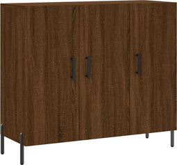 vidaXL - Dressoir - 90x34x80 - cm - bewerkt - hout - bruin - eikenkleur