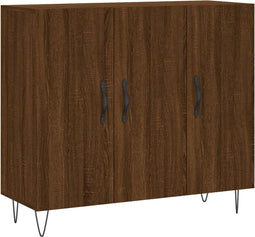 vidaXL - Dressoir - 90x34x80 - cm - bewerkt - hout - bruin - eikenkleur