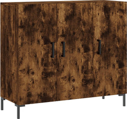 vidaXL - Dressoir - 90x34x80 - cm - bewerkt - hout - gerookt - eikenkleurig