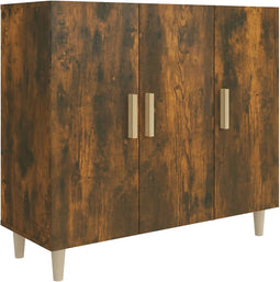 vidaXL - Dressoir - 90x34x80 - cm - bewerkt - hout - gerookt - eikenkleurig