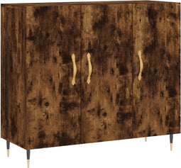 vidaXL - Dressoir - 90x34x80 - cm - bewerkt - hout - gerookt - eikenkleurig