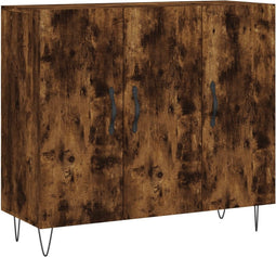 vidaXL - Dressoir - 90x34x80 - cm - bewerkt - hout - gerookt - eikenkleurig