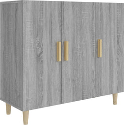 vidaXL - Dressoir - 90x34x80 - cm - bewerkt - hout - grijs - sonoma - eikenkleurig