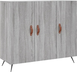 vidaXL - Dressoir - 90x34x80 - cm - bewerkt - hout - grijs - sonoma - eikenkleurig