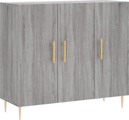 vidaXL - Dressoir - 90x34x80 - cm - bewerkt - hout - grijs - sonoma - eikenkleurig