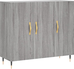 vidaXL - Dressoir - 90x34x80 - cm - bewerkt - hout - grijs - sonoma - eikenkleurig