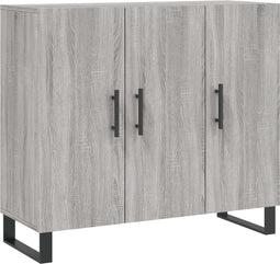 vidaXL - Dressoir - 90x34x80 - cm - bewerkt - hout - grijs - sonoma - eikenkleurig