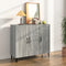 vidaXL - Dressoir - 90x34x80 - cm - bewerkt - hout - grijs - sonoma - eikenkleurig