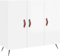 vidaXL - Dressoir - 90x34x80 - cm - bewerkt - hout - hoogglans - wit