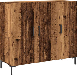 vidaXL - Dressoir - 90x34x80 - cm - bewerkt - hout - oud - houtkleurig