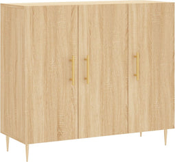 vidaXL - Dressoir - 90x34x80 - cm - bewerkt - hout - sonoma - eikenkleurig