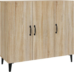vidaXL - Dressoir - 90x34x80 - cm - bewerkt - hout - sonoma - eikenkleurig