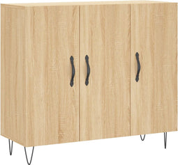 vidaXL - Dressoir - 90x34x80 - cm - bewerkt - hout - sonoma - eikenkleurig