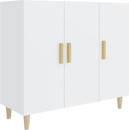 vidaXL - Dressoir - 90x34x80 - cm - bewerkt - hout - wit