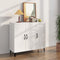 vidaXL - Dressoir - 90x34x80 - cm - bewerkt - hout - wit