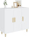 vidaXL - Dressoir - 90x34x80 - cm - bewerkt - hout - wit