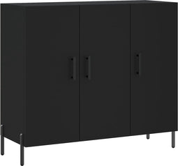 vidaXL - Dressoir - 90x34x80 - cm - bewerkt - hout - zwart