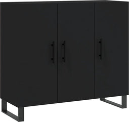 vidaXL - Dressoir - 90x34x80 - cm - bewerkt - hout - zwart
