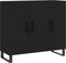 vidaXL - Dressoir - 90x34x80 - cm - bewerkt - hout - zwart