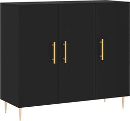 vidaXL - Dressoir - 90x34x80 - cm - bewerkt - hout - zwart