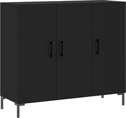 vidaXL - Dressoir - 90x34x80 - cm - bewerkt - hout - zwart