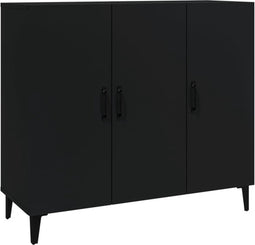 vidaXL - Dressoir - 90x34x80 - cm - bewerkt - hout - zwart