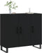 vidaXL - Dressoir - 90x34x80 - cm - bewerkt - hout - zwart