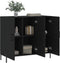 vidaXL - Dressoir - 90x34x80 - cm - bewerkt - hout - zwart