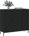 vidaXL - Dressoir - 90x34x80 - cm - bewerkt - hout - zwart