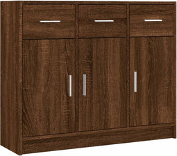 vidaXL - Dressoir - 91x28x75 - cm - bewerkt - hout - bruin - eikenkleur