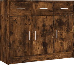 vidaXL - Dressoir - 91x28x75 - cm - bewerkt - hout - gerookt - eikenkleurig