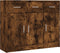 vidaXL - Dressoir - 91x28x75 - cm - bewerkt - hout - gerookt - eikenkleurig