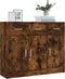 vidaXL - Dressoir - 91x28x75 - cm - bewerkt - hout - gerookt - eikenkleurig