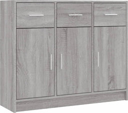 vidaXL - Dressoir - 91x28x75 - cm - bewerkt - hout - grijs - sonoma - eikenkleurig