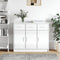 vidaXL - Dressoir - 91x28x75 - cm - bewerkt - hout - hoogglans - wit