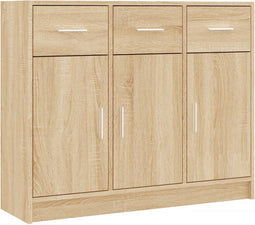 vidaXL - Dressoir - 91x28x75 - cm - bewerkt - hout - sonoma - eikenkleurig
