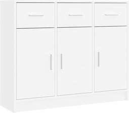 vidaXL - Dressoir - 91x28x75 - cm - bewerkt - hout - wit