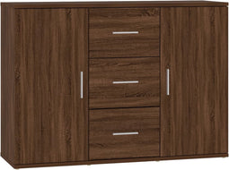 vidaXL - Dressoir - 91x29,5x65 - cm - bewerkt - hout - bruin - eikenkleur