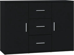 vidaXL - Dressoir - 91x29,5x65 - cm - bewerkt - hout - zwart