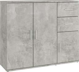vidaXL - Dressoir - 91x29,5x75 - cm - bewerkt - hout - betongrijs