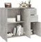 vidaXL - Dressoir - 91x29,5x75 - cm - bewerkt - hout - betongrijs