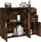 vidaXL - Dressoir - 91x29,5x75 - cm - bewerkt - hout - gerookt - eikenkleurig